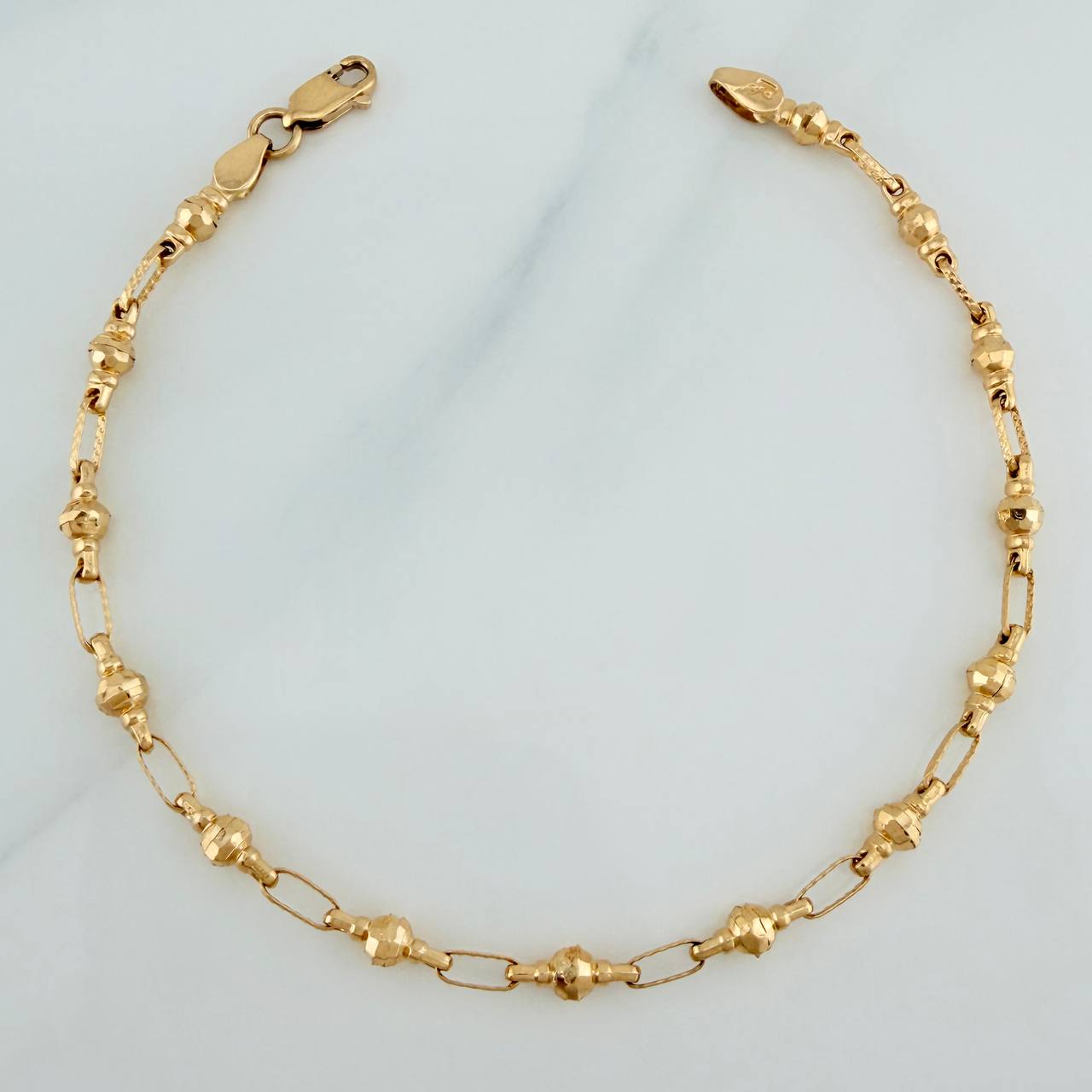 Pulso Rustico Bolas 4.65gr / 8 1/2 in / 3.95mm Oro Amarillo 18K %