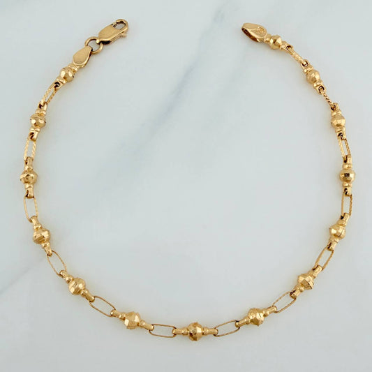 Pulso Rustico Bolas 4.65gr / 8 1/2 in / 3.95mm Oro Amarillo 18K %