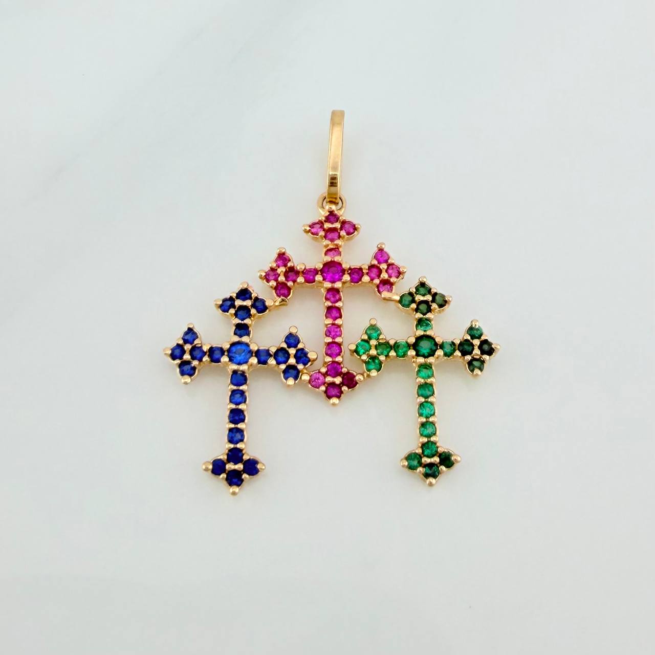 Pendant Three Crosses 1.7gr / 1 in / Yellow Gold 18K %