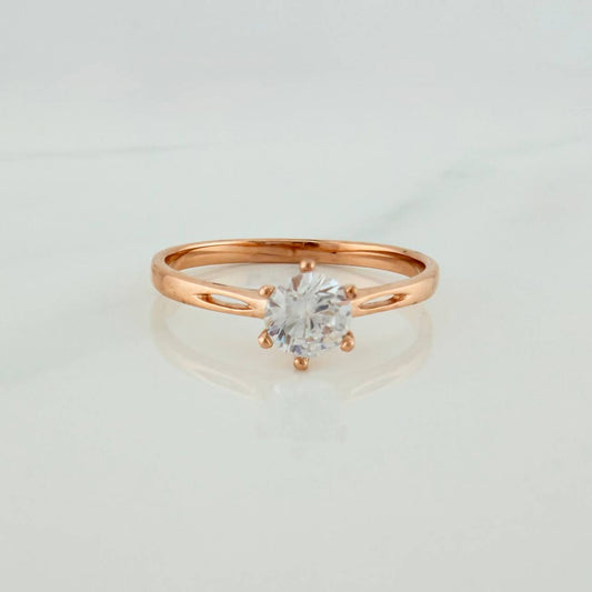 Anillo Solitario 1.8gr / T7 1/4 / Oro Rosa 18K %