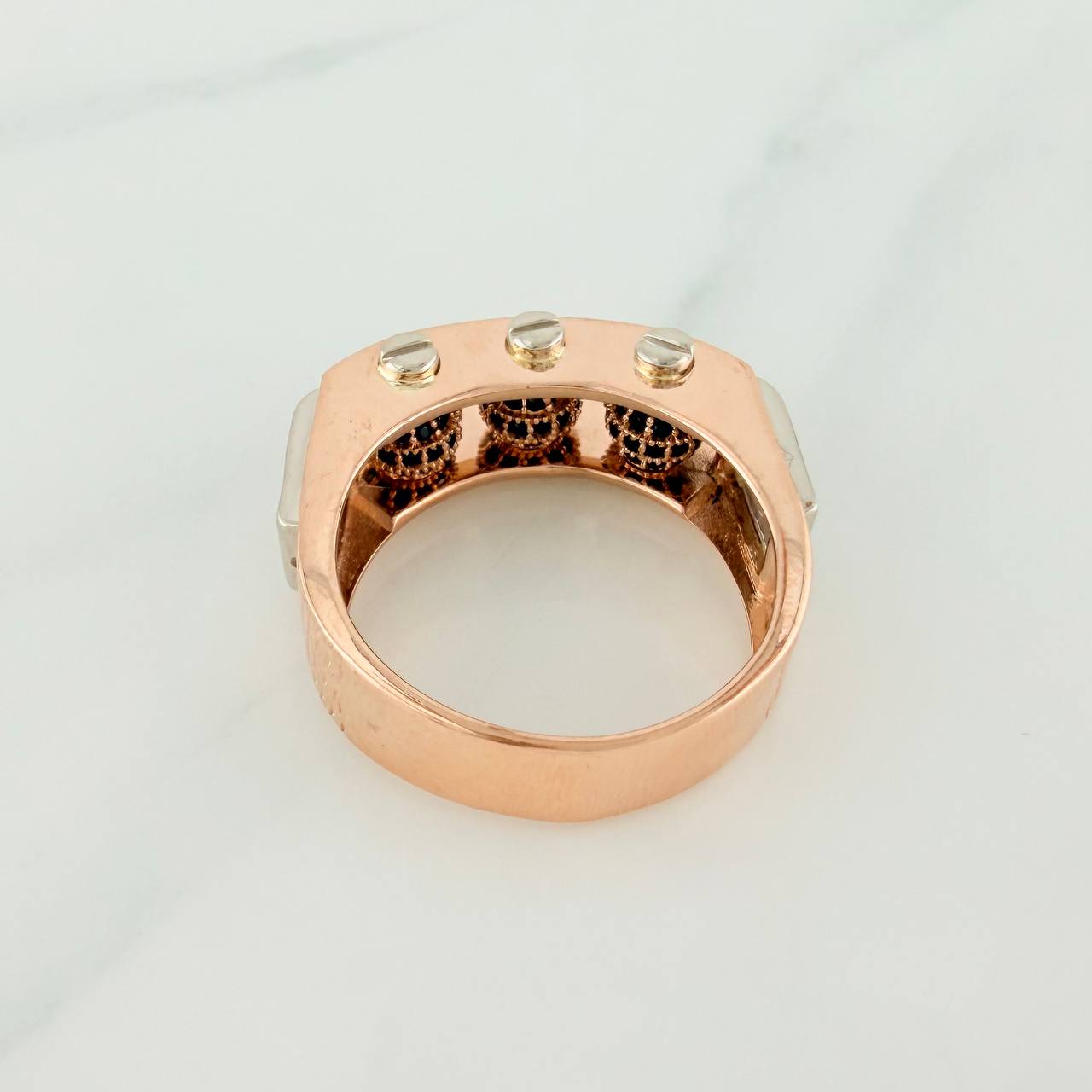 Anillo Trio Bolas de Fuego 11.8gr / T10 / Dos Oros Blanco Rosa 18K %