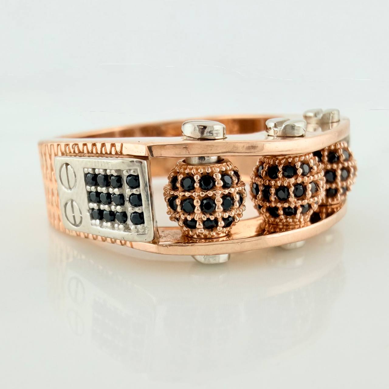 Anillo Trio Bolas de Fuego 11.8gr / T10 / Dos Oros Blanco Rosa 18K %