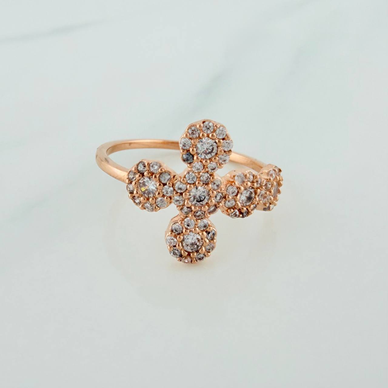 Anillo Cruz Tupida 2.15gr / T6 / Oro Rosa 18K %
