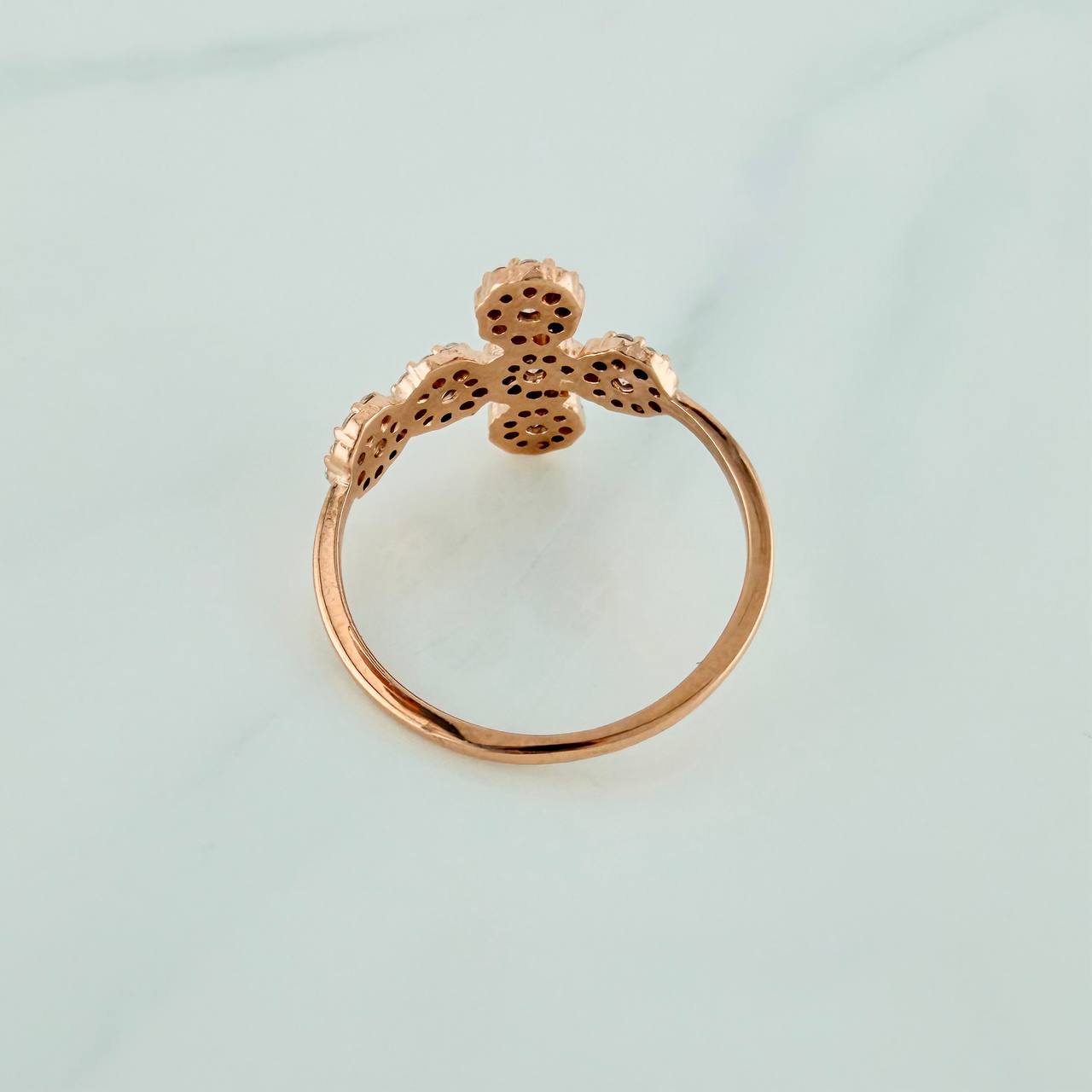 Anillo Cruz Tupida 2.2gr / T6 1/2 / Oro Rosa 18K %