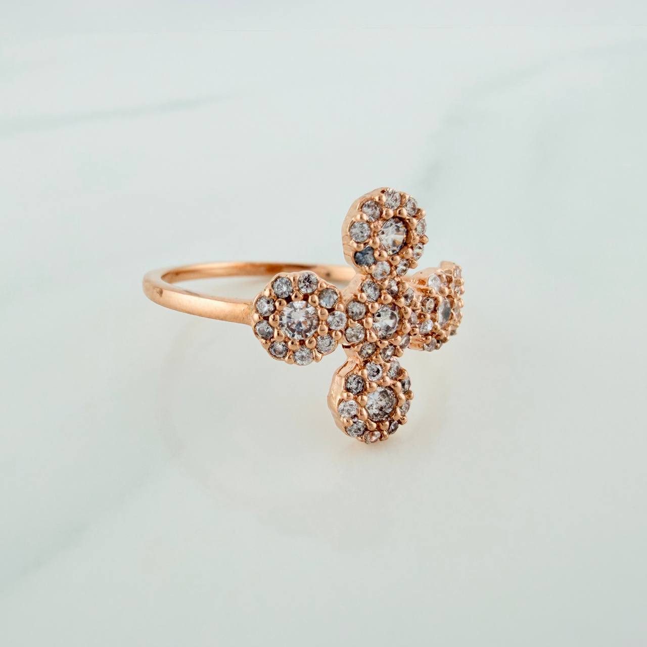 Anillo Cruz Tupida 2.2gr / T6 1/2 / Oro Rosa 18K %