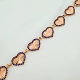 Pulso Corazones 10.5gr / 7 3/4 in / 9.5mm Oro Rosa 18K %