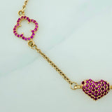 Pulso Trebol Corazon Aro Seguido 3.25gr / 7 in / 1mm Oro Amarillo 18K %