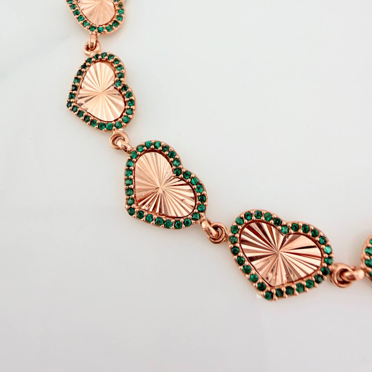 Pulso Corazones 10.65gr / 8 in / 10mm Oro Rosa 18K &