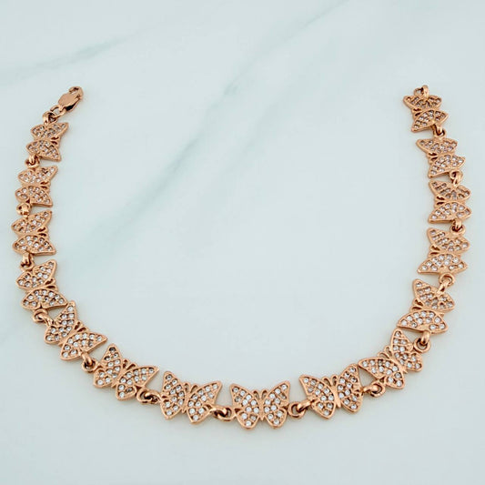 Pulso Mariposas 10.6gr / 7 3/4 in / 6.75mm Oro Rosa 18K &