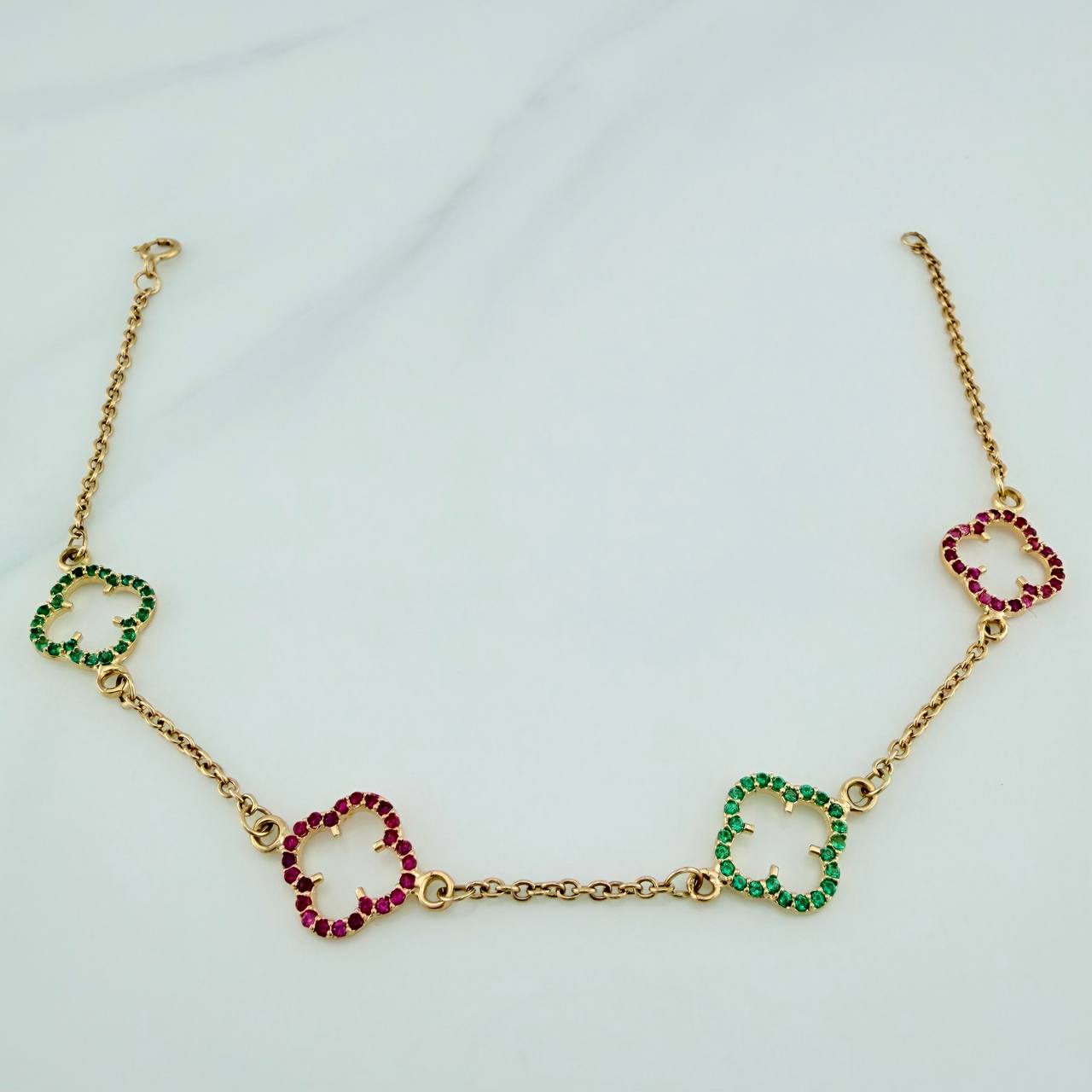 Pulso Trebol Aro Seguido 3.35gr / 7 1/2 in / 0.9mm Oro Amarillo 18K &