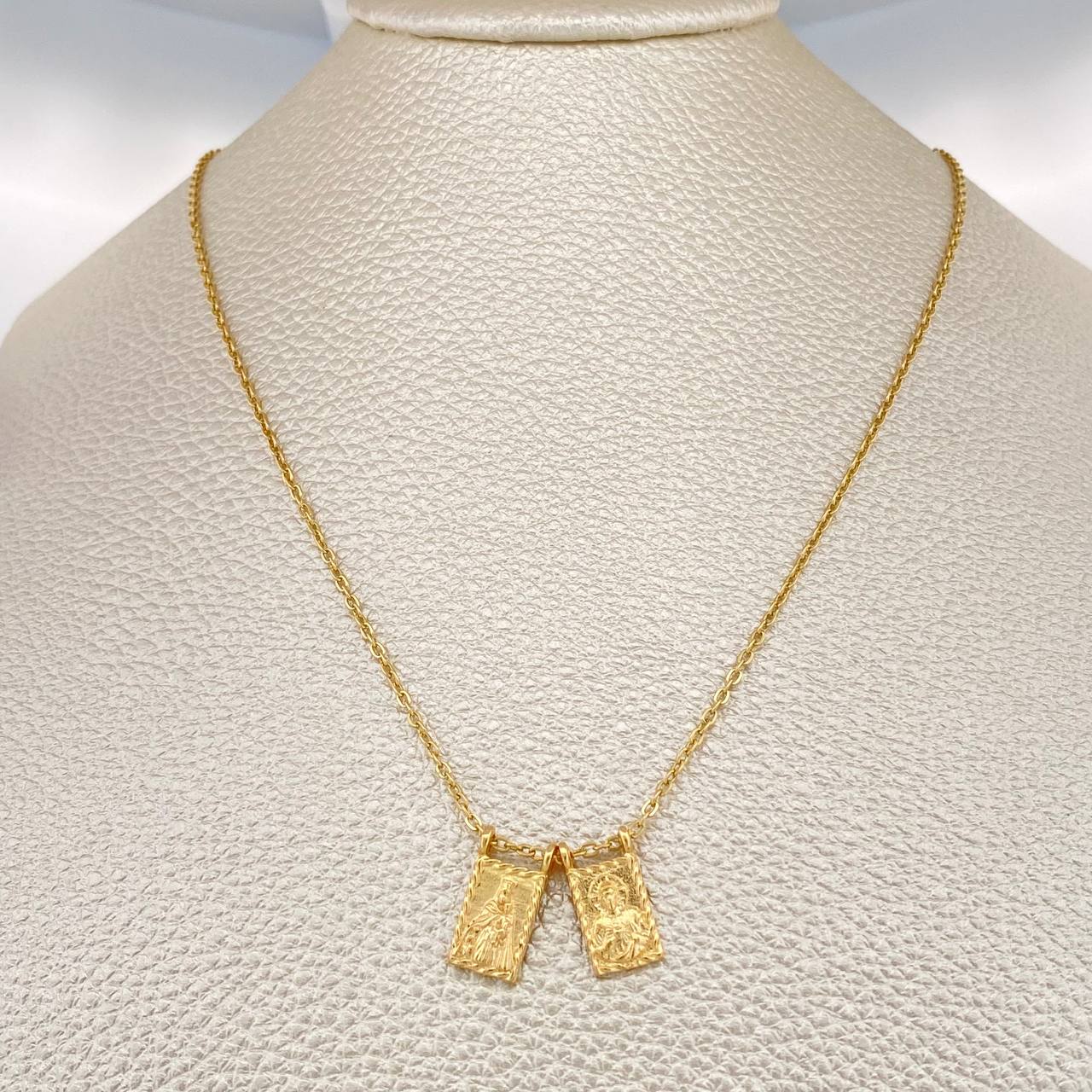 Cadena Escapulario Virgen del Carmen Sagrado Corazon 4.15gr / 18 1/4 in / 1.4mm Oro Amarillo 18K %