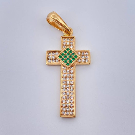 Dije Cruz Diamante 2.75gr / 1 1/2 in / Oro Amarillo 18K %