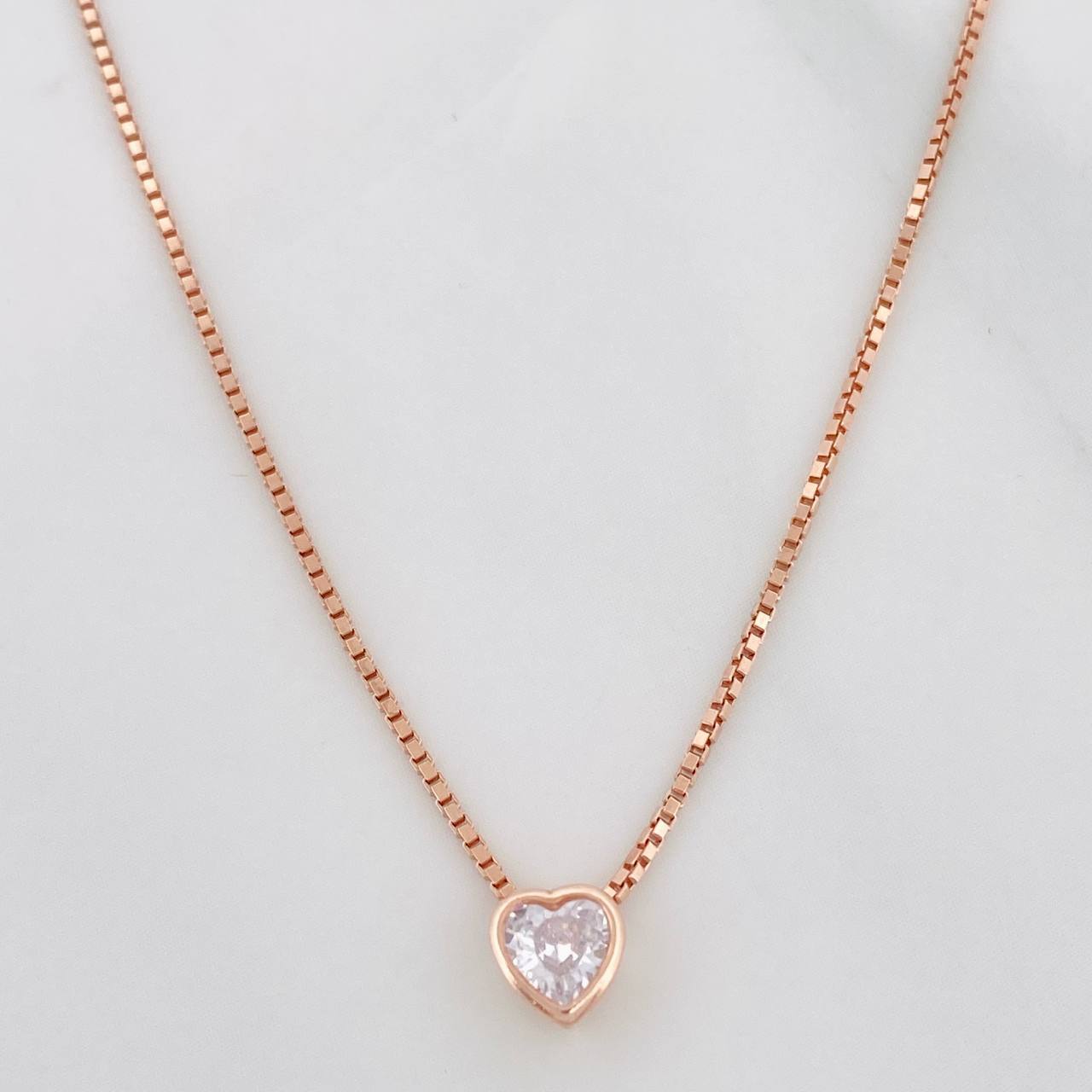 Cadena Veneciana Corazon 2.25g / 18 in / 0.8mm Plata Vermeil 925