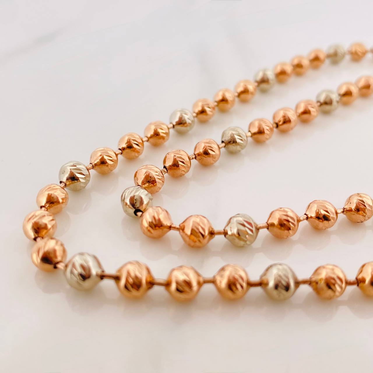 Cadena Militar 32.25gr / 25 1/2 in / 4.35mm Dos Oros Blanco Rosa 18K $