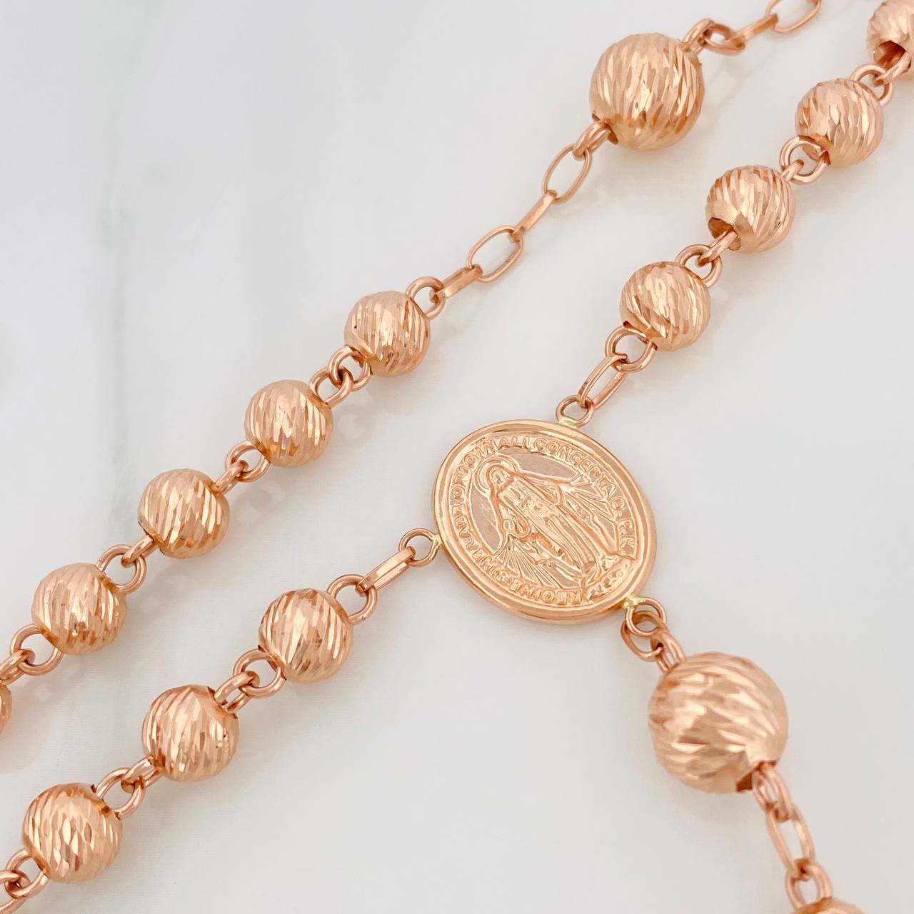 Miraculous Virgin Rosary 19.15gr / 16 1/4 in / 6mm-8mm 18K Rose Gold $