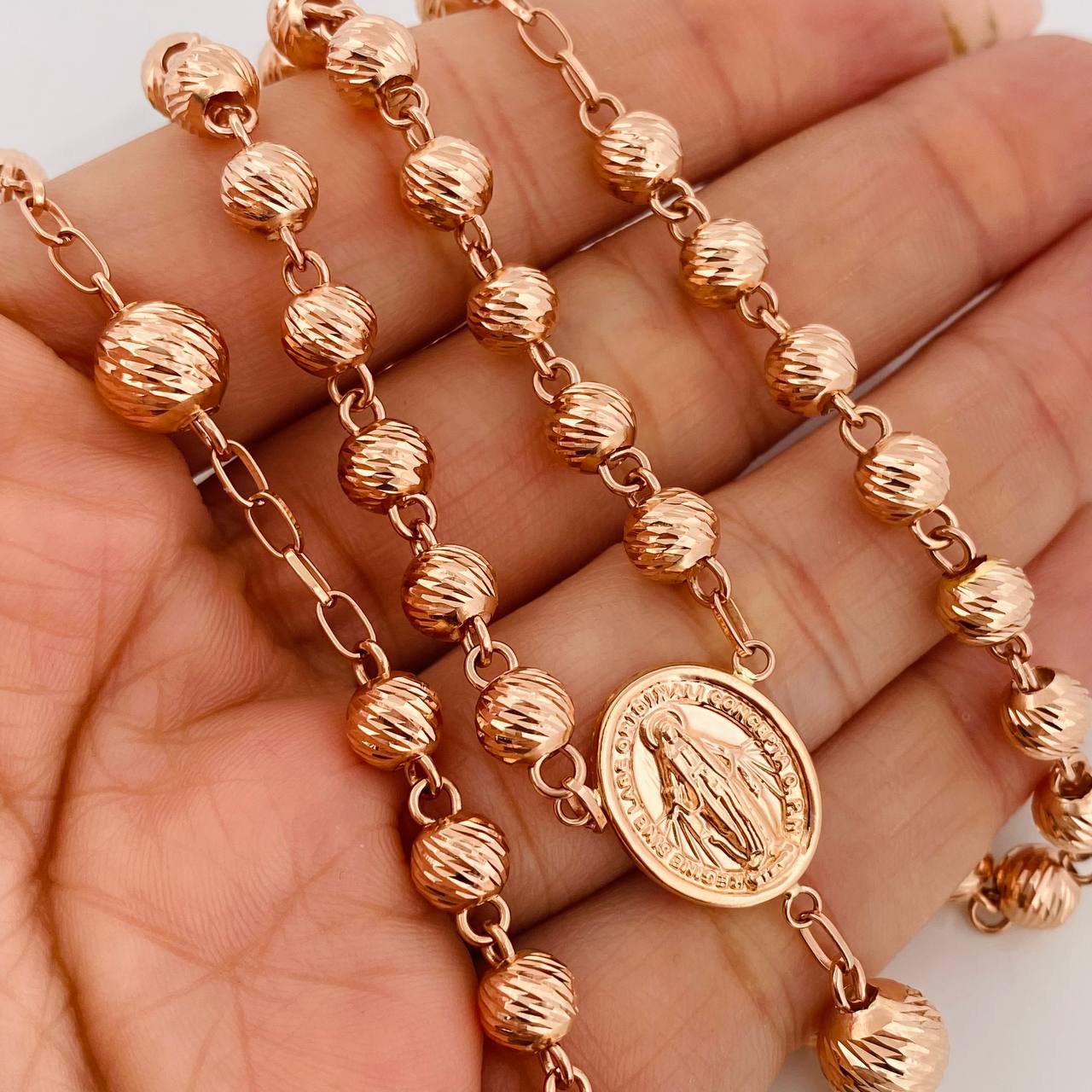 Miraculous Virgin Rosary 19.15gr / 16 1/4 in / 6mm-8mm 18K Rose Gold $