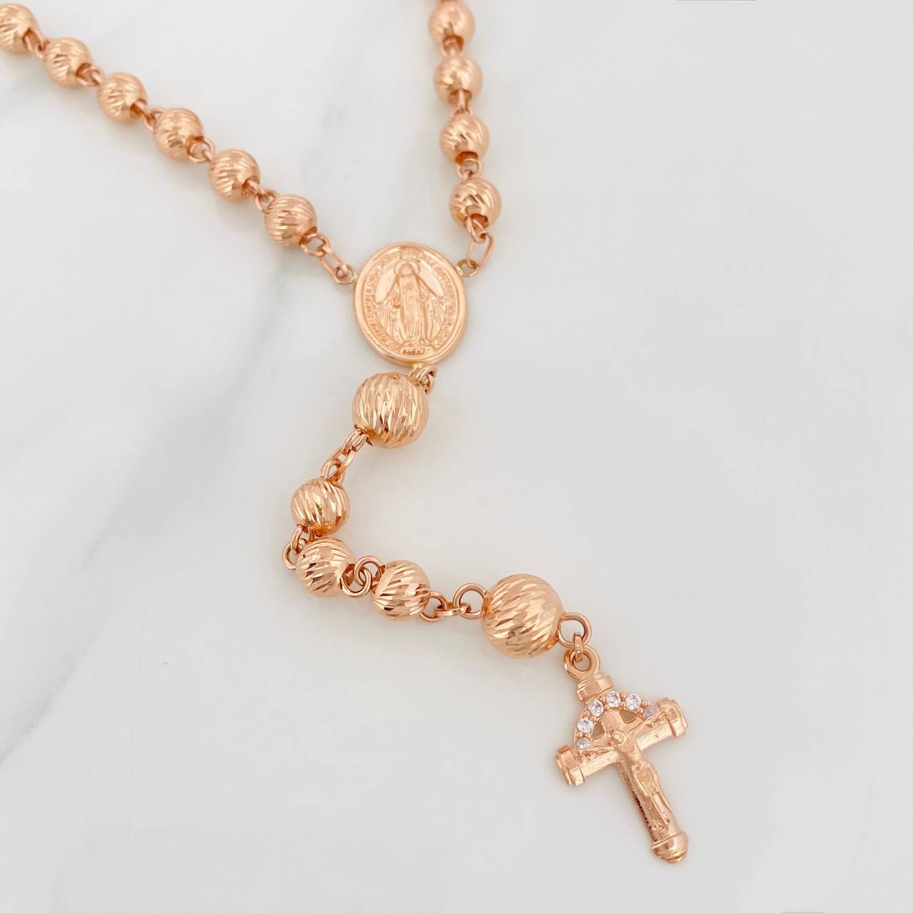 Miraculous Virgin Rosary 19.15gr / 16 1/4 in / 6mm-8mm 18K Rose Gold $