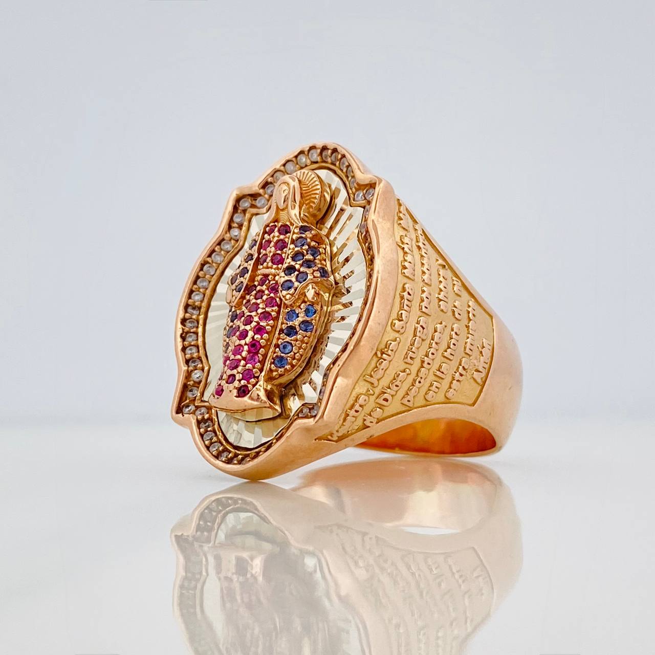 Anillo Virgen De Guadalupe 18.7gr / T12 1/4 / Oro Rosa 18K $