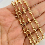 Rustic Flower Chain 11.25gr / 24 1/4 in / 4.8mm Yellow Gold 18K &