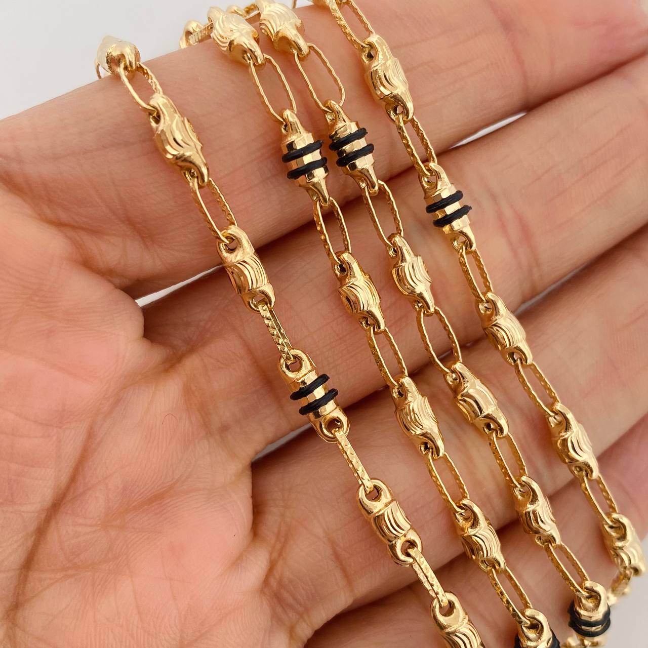 Rustic Cylinder Chain 12.3gr / 24 in / 3.6mm Yellow Gold 18K &