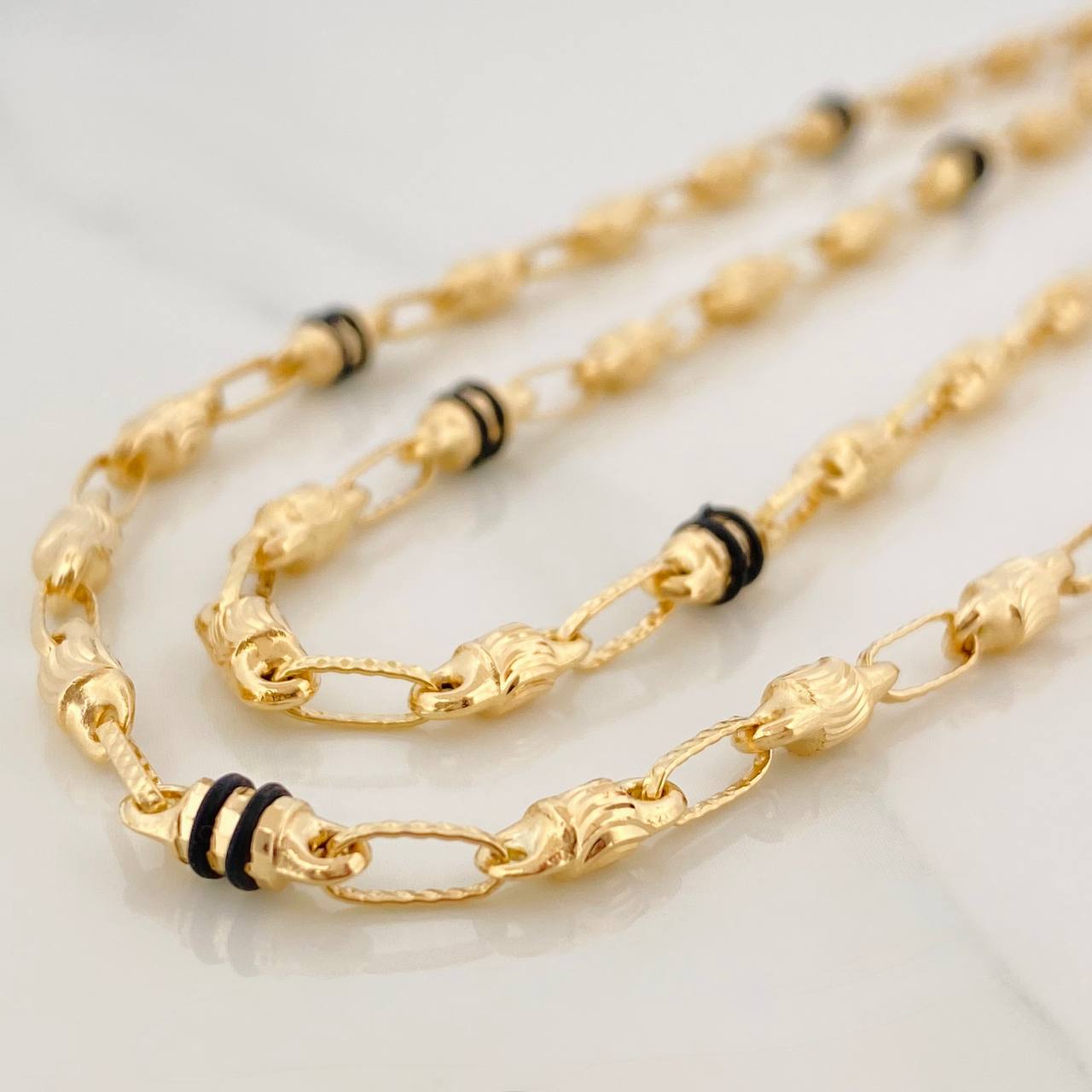 Rustic Cylinder Chain 12.3gr / 24 in / 3.6mm Yellow Gold 18K &