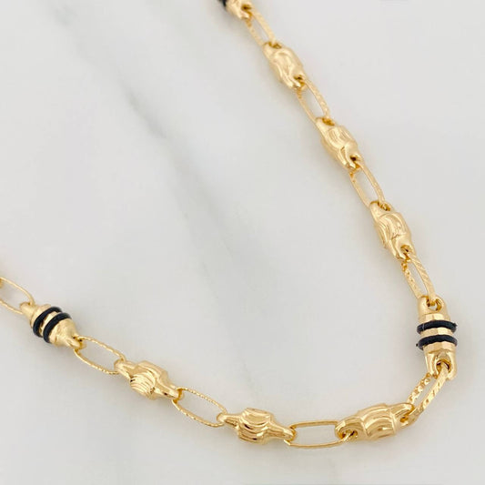 Cadena Rustica Cilindros 12.3gr / 24 in / 3.6mm Oro Amarillo 18K &