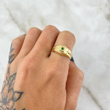Anillo Cristo Punta Rayada 2.1gr / T4 3/4 / Circon Verde Oro Amarillo 18K