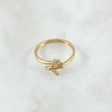 Airplane Ring 1.45gr / Size 4 3/4 / White Zirconia 18K Gold