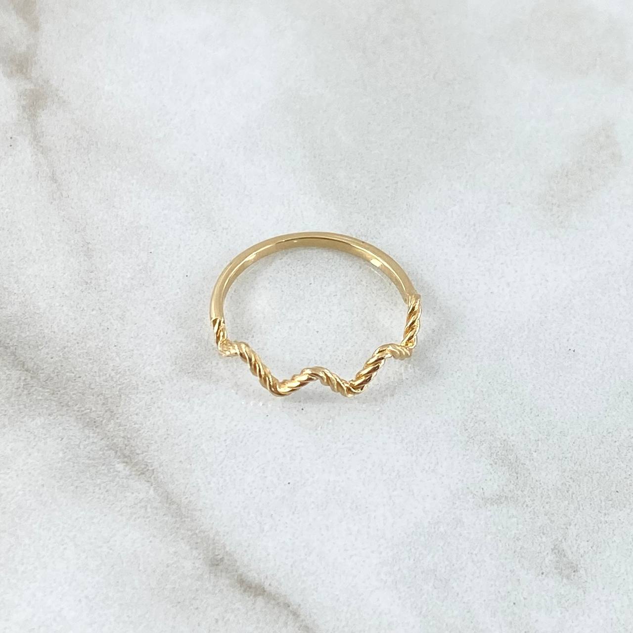 Anillo Media Trenza Zig - Zag  1.3gr / T7 1/4 / Oro Amarillo 18K *