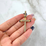 Pendant Nail Cross 4.15gr / 4.7cm / Black and White Zircons 18K Yellow Gold