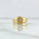 Anillo Cristo Punta Rayada 2.5gr / T7 1/4 / Circon Blanco Oro Amarillo 18K ©