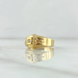 Christ Ring Pointed Striped 2.55gr / Size 7 3/4 / White Zircon Yellow Gold 18K