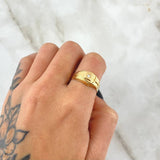 Anillo Cristo Punta Rayada 2.3gr / T7 3/4 / Circon Blanco Oro Amarillo 18K