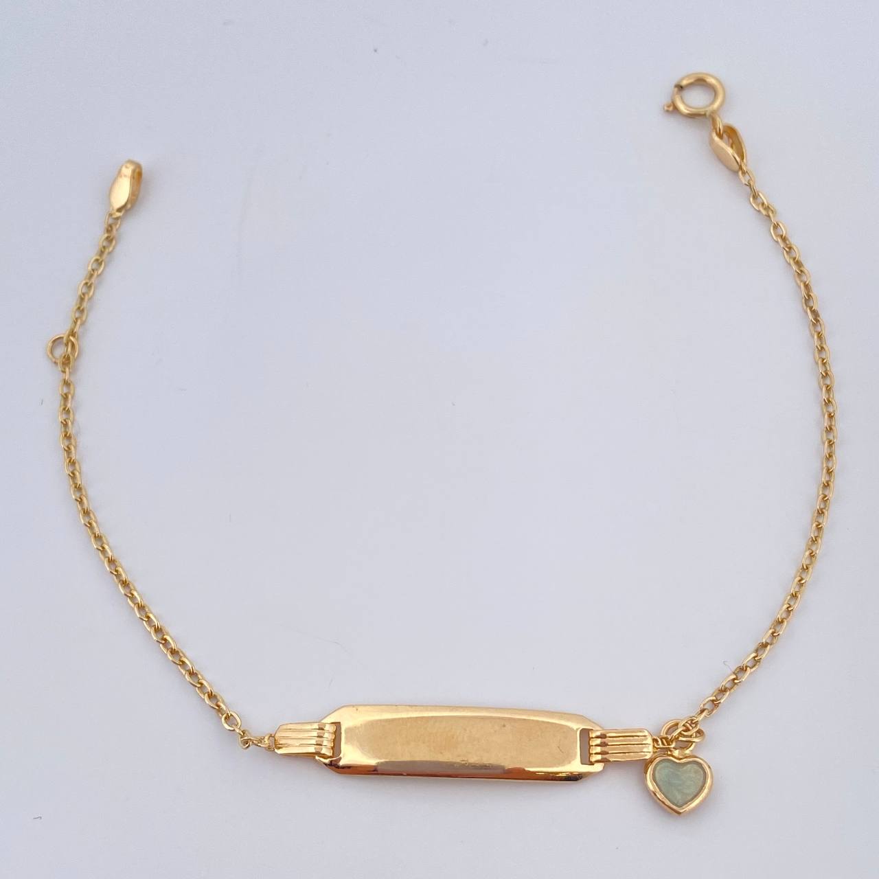 Pulso Bebé Aro Seguido Placa Octagonal 1.6gr / 6 1/2 in / 1.26mm Oro Amarillo 18K &