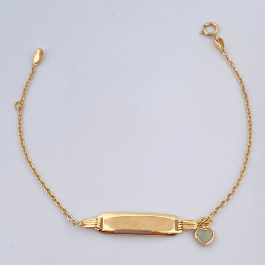 Pulso Bebé Aro Seguido Placa Octagonal 1.6gr / 6 1/2 in / 1.26mm Oro Amarillo 18K &