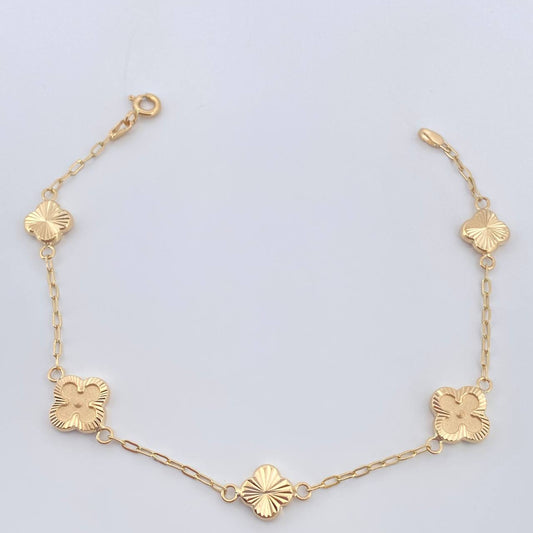 Pulso Cajon Treboles 3.15gr / 7 3/4 in / 1.1mm Oro Amarillo 18K &