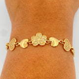 Reticulated Flower Hearts Bracelet 11.3gr / 7 1/4 in / 4mm Yellow Gold 18K %