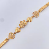 Reticulated Flower Hearts Bracelet 11.3gr / 7 1/4 in / 4mm Yellow Gold 18K %