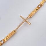 Pulso Reticulado Cruz 10.4gr / 6 1/4 in / 4mm Oro Amarillo 18K %