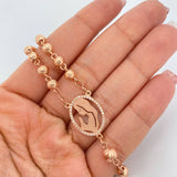 Cadena Rosario Virgen Maria 18.2gr / 24 1/2 in / 6mm-5mmmm Oro Rosa 18K %