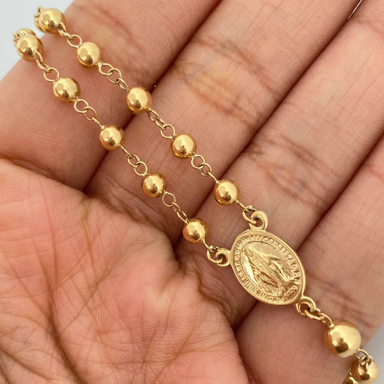 Cadena Rosario Virgen Milagrosa 8.95gr / 20 3/4 in / 5mm-4mmmm Oro Amarillo 18K %