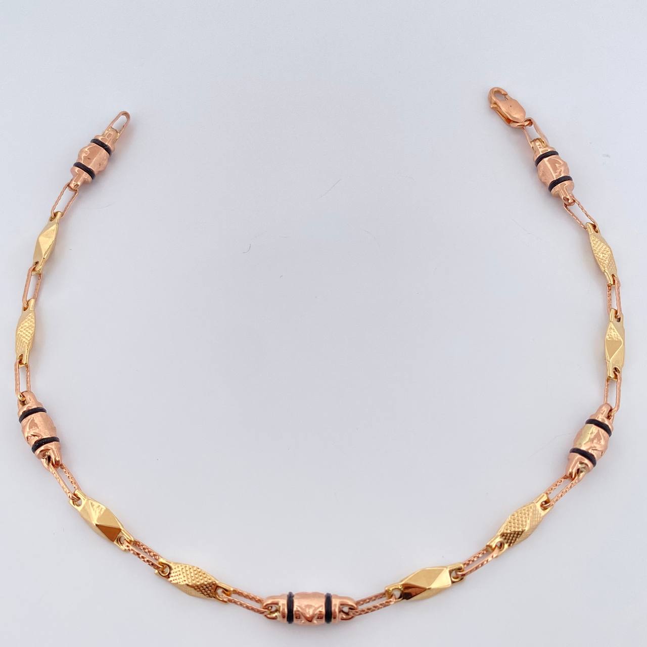 Pulso Rustica Barril X 5.25gr / 9 1/2 in / 4.8mm Dos Oros Amarillo Rosa 18K %