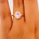 Anillo Halo Ovalado 2.35gr / T7 / Oro Amarillo 18K %