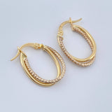 Candongas Doble Aro 1.4gr / 3/4 in / Dos Oros Amarillo Blanco 18K %