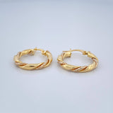 Hoop Earrings Axel 2g / 3/4 in Two-Tone Yellow White 18K Gold