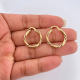 Hoop Earrings Axel 2g / 3/4 in Two-Tone Yellow White 18K Gold