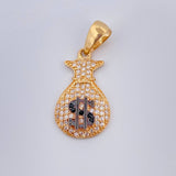 Dije Bolsa De Dinero 2.25gr / 1 1/4 in / Dos Oros Negro Amarillo 18K %