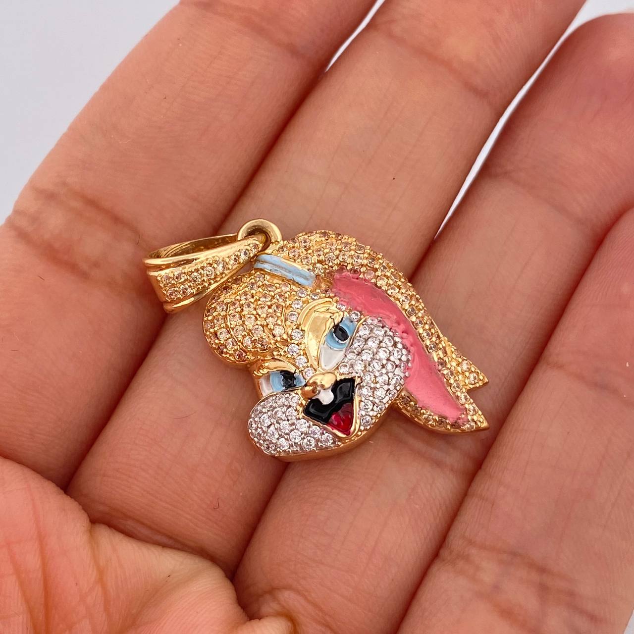 Dije Coneja Caricatura 5.9gr / 1 1/2 in / Dos Oros Amarillo Blanco 18K %