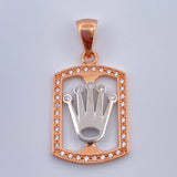 Dije Placa Corona 2.9gr / 1 1/4 in / Dos Oros Blanco Rosa 18K %