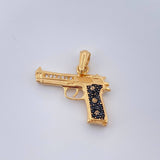 Dije Pistola 3.5gr / 1 in / Dos Oros Negro Amarillo 18K %